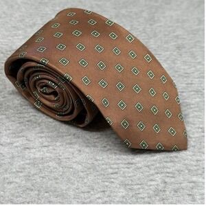 Vintage Christian Dior Cravates Bronze Green Foulard Silk Necktie Paris New York
